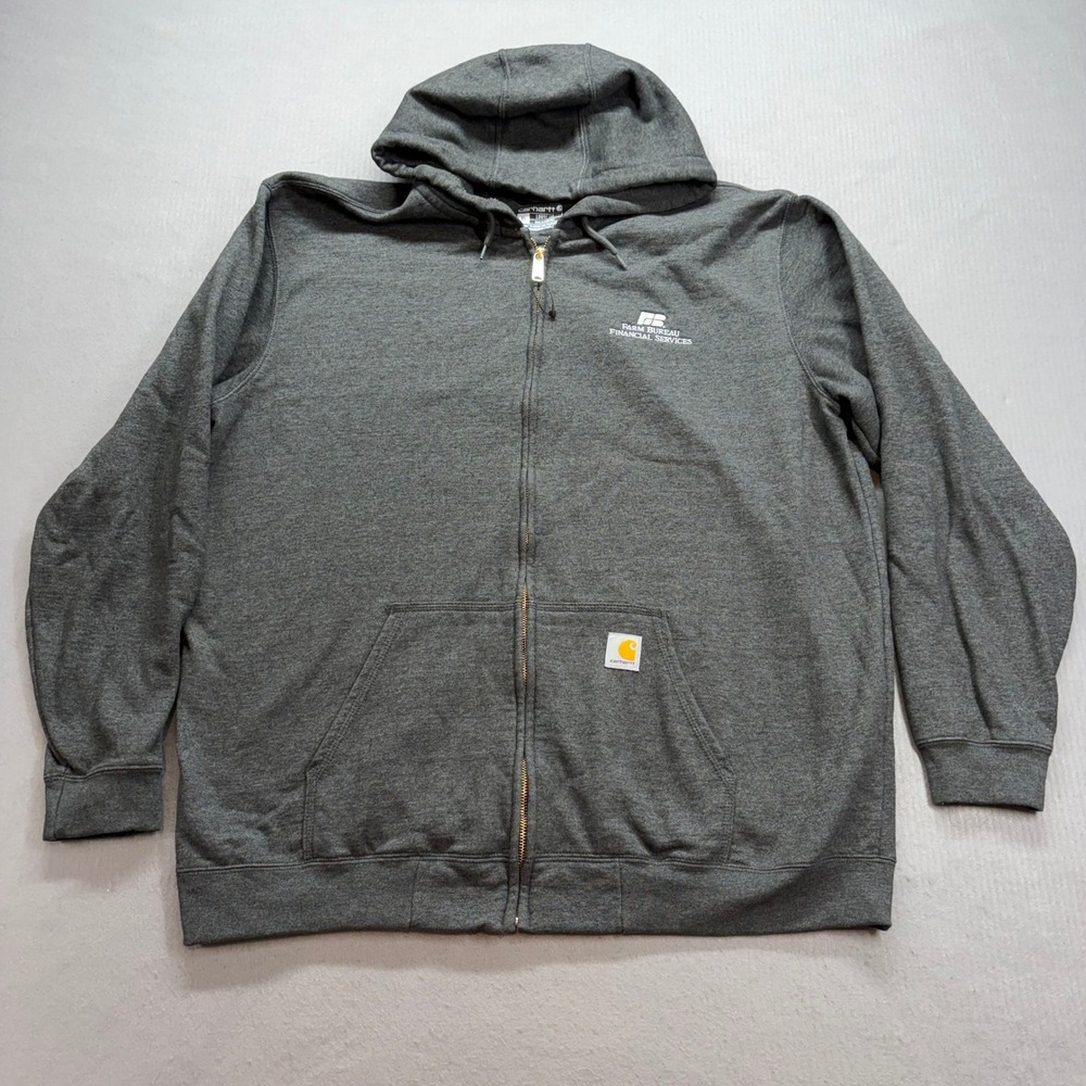 Carhartt Full Zip Hoodie Mens XL Gray Farm Bureau Financial Services K122 026